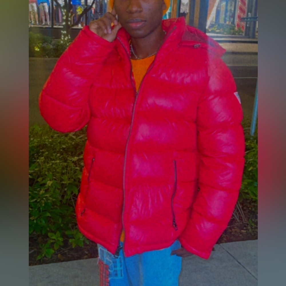 Red Guess puffer jacket